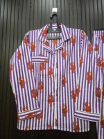 Ensemble de pyjama rayé pour femme avec imprimé homard, manches longues, boutons sur le devant, pantalon long jusqu'aux chevilles, en coton doux, tenue décontractée pour le printemps