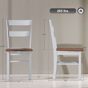 Set di 2 Sedie da Pranzo Stile Fattoria Grigio Chiaro con Schienale Aperto, Sedie da Tavolo da Cucina in Legno di Gomma per Soggiorno - Product Image 3