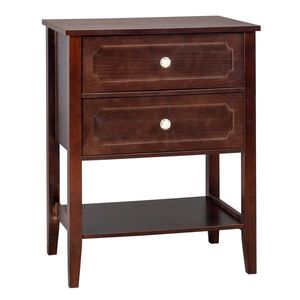 2 <b>Drawer</b> Wood Nightstand End <b>Side</b> <b>Table</b> for Bedroom & Living Room - Product Image 1