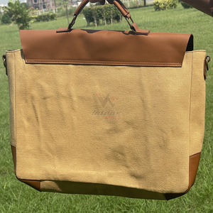 Leather Messenger <b>Bag</b> Laptop <b>Compartment</b> Dual Buckle Top Handle Crossbody Travel Office Work Satchel Daily Use Waterproof - Product Image 3