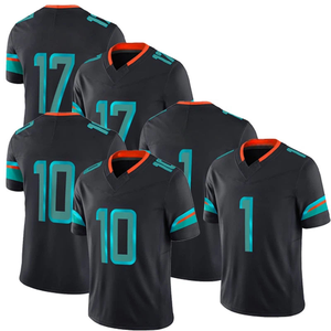 Custom American Football Jersey Black Teal Team Uniform Youth Adult Breathable Quick Dry Sports Shirt OEM Printing - Product Image 5