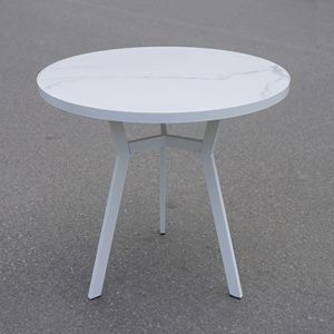 MG01 Artisan Series | Round Faux-Marble & Iron Accent <b>Table</b> for Modern Spaces - Product Image 4