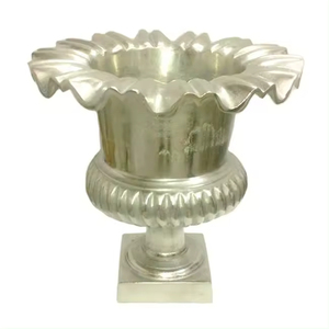 <b>Set</b> Of 2 Decorative Metal Flower <b>Vase</b> for Home & Wedding Floor Decoration Shiny Silver Plated Cylindrical Flower <b>Vase</b> - Product Image 6