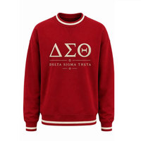 Sudadera Delta Sigma Theta con Cuello Redondo, Color Rojo con Estampado '13' en la Espalda, Unisex, Informal, para Otoño
