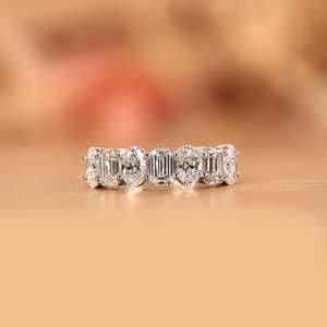 Stackable Band Emerald and Oval Cut Diamond Seven Stone Rings CVD 10K Solid Gold Surprise <b>Wedding</b> Party Jewelry For Bride Charm - Product Image 1