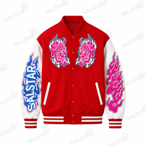 เสื้อแจ็คเก็ตเบสบอลสีดำขาวแบบกำหนดเองสำหรับผู้ชาย พร้อมลายปักกราฟิกสีชมพู, เสื้อแจ็คเก็ตบอมเบอร์สไตล์ Letterman สำหรับสตรีทแวร์ ผลิตโดยผู้ผลิตเสื้อแจ็คเก็ตบอมเบอร์ - Product Image 3
