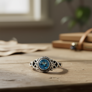 Blue <b>Quartz</b> Moissanite <b>Ring</b> (3.6 Grams) - Product Image 3