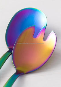 Premium Set of 2 Rainbow Stainless Steel <b>Salad</b> Serving Spoon and Fork Premium Kitchen Metal <b>Salad</b> <b>Tools</b> - Product Image 3