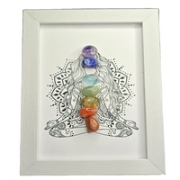 Cristaux naturels Pierre de Guérison Énergie Reiki Chakra Agate Quartz Sept Chakra Cristaux Tumble Cadre Photo Fait Main Pour Table