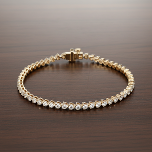 Zyorio Jewels 14K Gold Plated Bezel Setting Diamond Chain Link <b>Charm</b> Bracelet Classic Design Women/Unisex Wedding Gift - Product Image 4