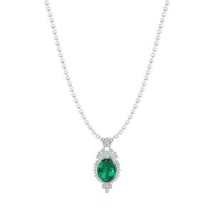 REYES Vente Flash Collier Pendentif en Argent Sterling 925 avec Émeraude Taille Ovale 24,6 carats et Moissanite pour Femme Bijoux en Gros - Product Image 1