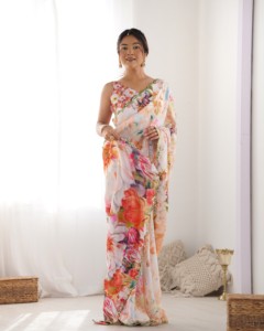 Dupatta en Chiffon Lourd Imprimé Floral pour Femme, Style Indien et Pakistanais Traditionnel, Tenue Décontractée Longue et Ample, Style Estival - Product Image 2