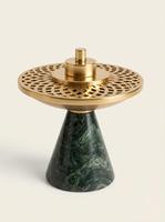 Brûleur d'encens en résine écologique moderne de luxe avec couvercle en treillis métallique / Support décoratif pour cônes de Bakhoor, support d'aromathérapie Oud