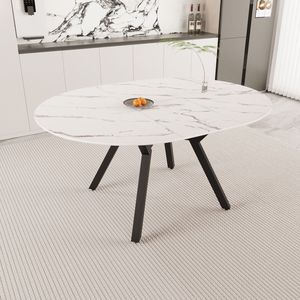 47-63 \ "tavolo da pranzo da cucina moderno bianco allungabile con gambe in metallo per 4-6 persone uso domestico - Product Image 2
