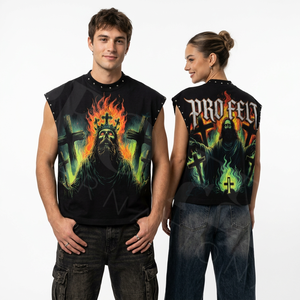 Summer Causal Custom Color & Size Sleeveless Tank Top Streetwear Oversized Punk Rock Fashionable Style Apparel T Shirts Men's - Product Image 2