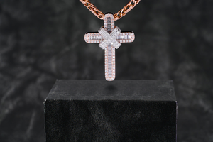 Colgante de Moissanita con Corte Baguette y Redondo, Diseño Cruzado, Estilo Hip Hop, Plata 925, Iced Out, Colgante de Fe Religiosa, Collar - Product Image 6