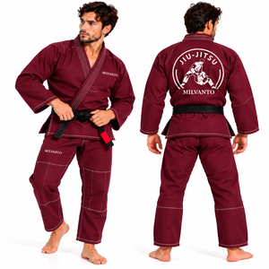 Uniforme de Jiu Jitsu Brasileño BJJ Personalizado Color Borgoña, 450 GSM, Tejido Perlado, Kimono de Judo para Entrenamiento y Competencia de Artes Marciales, OEM ODM - Product Image 1