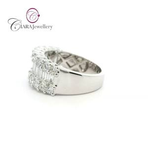 Nuevo clásico 18K AU750 oro blanco sólido redondo natural y anillo de diamantes Baguette para bodas fiestas aniversarios - Product Image 2