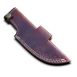 ปลอกมีดหนังแท้เย็บมืออย่างทนทาน พร้อมโลโก้เย็บแบบ Saddle Stitched หนังวัวแท้ สำหรับล่าสัตว์ กิจกรรมกลางแจ้ง ตั้งแคมป์ มีห่วงเข็มขัด รับผลิตแบบ OEM/ODM - Product Image 1