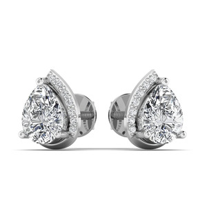 ต่างหูเพชรทรงลูกแพร์ รับรองคุณภาพจากห้องปฏิบัติการ ตัวเรือนทองคำแท้ 14K ดีไซน์คลาสสิก ระดับความสะอาด VVS1 สำหรับผู้หญิง - Product Image 2