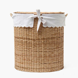 Cesto de lavandería decorativo de mimbre delicado con lazo, organizador de mimbre natural, perfecto para almacenamiento en el baño. - Product Image 3