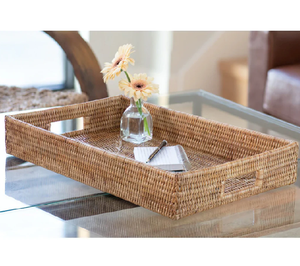 Buen Precio y la Mejor Calidad, Bandeja Redonda de Ratán Estilo Boho, Cesta Tejida para Decoración de Mesa en el Hogar y Hotel - Product Image 5