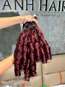 ผมมนุษย์แบบมัดเป็นช่อสีส้มขิงหยิกฟู พร้อมเชือกผูกปิดผม - Product Image 3