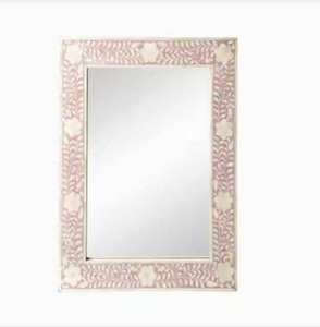 Handcrafted Modern Eco-friendly Bone Inlay <b>Mirror</b> <b>Frame</b> Floral Design Luxury Wall Decor for Bedroom Living Room - Product Image 5