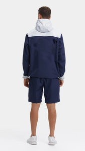 Ensemble de survêtement sportif pour homme, coupe-vent respirant et léger, bleu marine et gris, avec short taille mi-haute - Product Image 4