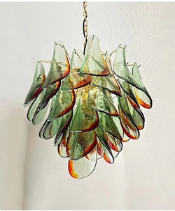Art Deco aydınlatma armatürü cam <span class=keywords><strong>Petal</strong></span> yeşil kırmızı asılı lamba için asma tavan ışığı yemek masası Vintage avize - Product Image 5