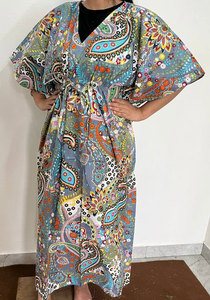 Vestido Kaftan Estampado de Algodón de Primera Calidad para Mujer, Diseñado con Caída Relajada, Textura Suave y Estilo Casual Moderno - Product Image 4