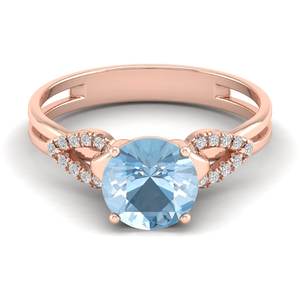 Bagues de fiançailles en aquamarine certifiée REYES IGI, or rose massif 14K 18K, diamant, bijoux fins faits à la main pour femmes - Product Image 1
