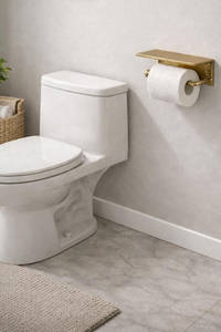 Porte-papier toilette mural finition laiton avec étagère, distributeur de papier toilette décoratif en laiton pour salle de bain - Product Image 5