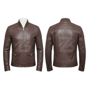 2024 <b>Men's</b> Custom Pure Colour Windproof <b>Waterproof</b> Stand Collar Leather Motorcycle <b>Jacket</b> High Street Style Latest Fashion - Product Image 6