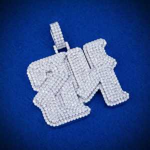 Fine Jewelry Personalized 925 <b>Silver</b> Hip Hop Letter Iced Out Custom Name <b>Initial</b> Letter Moissanite Diamond Mosaic Set <b>Pendant</b> - Product Image 4