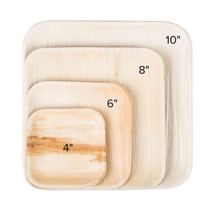 Grandes assiettes jetables modernes écologiques en fibres végétales non blanchies pour les déjeuners d'entreprise et la décoration de fêtes haut de gamme - Product Image 1