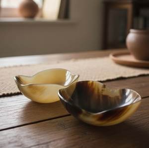 Bol en corne de buffle naturelle pour salade, pâtes, collations, glaces et desserts, bol de service artisanal écologique - Product Image 3