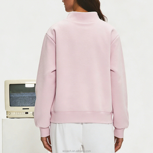 Sweat-shirt décontracté en molleton de coton respirant style universitaire à col montant, personnalisé OEM, avec lettres brodées pour femme - Product Image 2