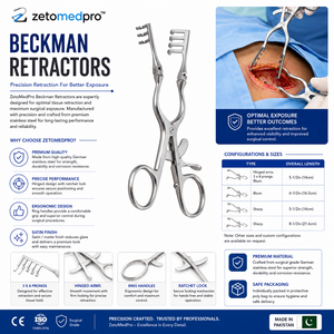 Rétracteur auto-serrant Beckman 3x4 à pointes multiples, plusieurs longueurs, ZETOMEDPRO, ensemble d'instruments chirurgicaux orthopédiques manuels - Product Image 4