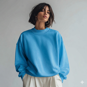 OEM Service High Quality Women's Oversized Winter Mockneck Front Sweatshirt Polyester/Cotton Material Breathable Embroidered - Product Image 4