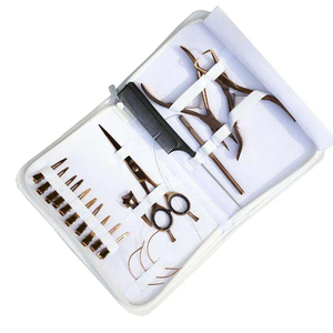 Kit d'outils professionnel de luxe pour extensions de cheveux en or rose : pinces, ciseaux, rasoir, peigne, aiguille à boucle, pinces de sectionnement, outil maître - Product Image 4