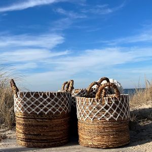 Handwoven Water Hyacinth Plant <b>Basket</b> Set Nordic Geometric Straw Flower Pot Cover Rustic Boho Home Living Room Decoration <b>Gift</b> - Product Image 5