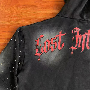 Sudadera con capucha y ropa de calle con cremallera y serigrafía chándal lavado ácido alta calidad unisex tendencia personalizada - Product Image 6