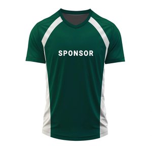 Premium Quality Green <b>White</b> Shoulder Patch Volleyball Jersey <b>V</b>-<b>neck</b> Short Sleeve Training Football <b>T</b>-<b>shirt</b> for Men - Product Image 1