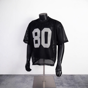 Maillot de football unisexe surdimensionné Gucha Sports en maille à manches courtes avec logo numérique rayé 3D 100% coton - Product Image 4