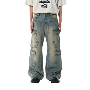 Pantalones Cargo para Hombre, Estilo Vintage, Lavados, Holgados, Talla Grande, Personalizados - Product Image 1