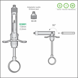 Jeringa de Aspiración Dental de Acero Inoxidable, Jeringa de Aspiración Manual de 1.8 mm y 2.2 mm con Adaptador de 90 Grados para Uso Quirúrgico - Product Image 3