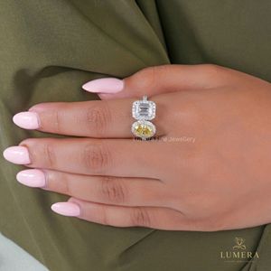 Anillo Toi Et Moi con diamante cultivado en laboratorio certificado por IGI, oro amarillo/blanco y rosa, forma ovalada y esmeralda, anillo de compromiso para mujer - Product Image 5