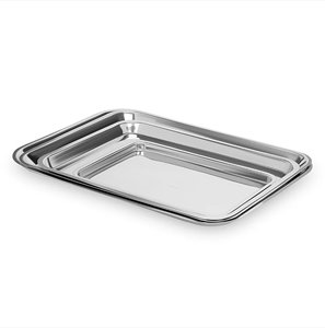 Plateau rectangulaire en acier inoxydable à profil bas pour piercing médical et tatouage - Product Image 1