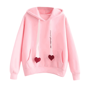 Sudadera con Capucha Oversize Rosa 2026 con Bolsillos de Corazón y Estampado 'Don't Question Me' Unisex Casual para Otoño - Product Image 1